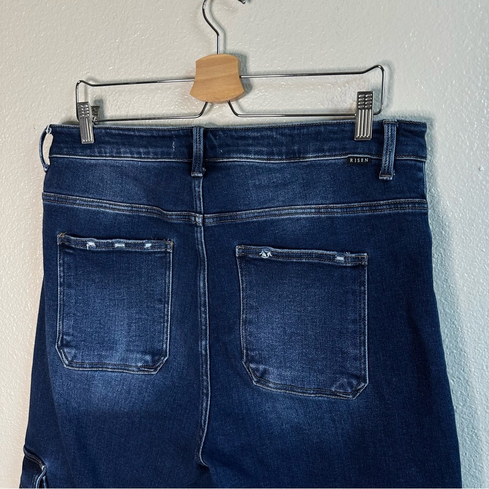 RISEN High Rise Cropped Wide Leg Ankle Pant Blue Women’s Size 1XL - Picture 9 of 11